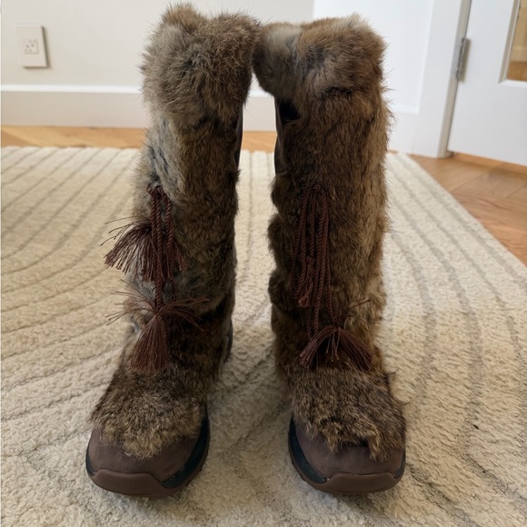 Women’s Fur Embroidered Winter Boots - Brown - Picture 4 of 6